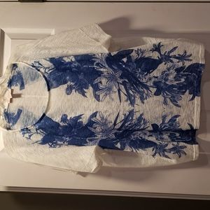 Dressbarn 3x short sleeve super soft blue and white top